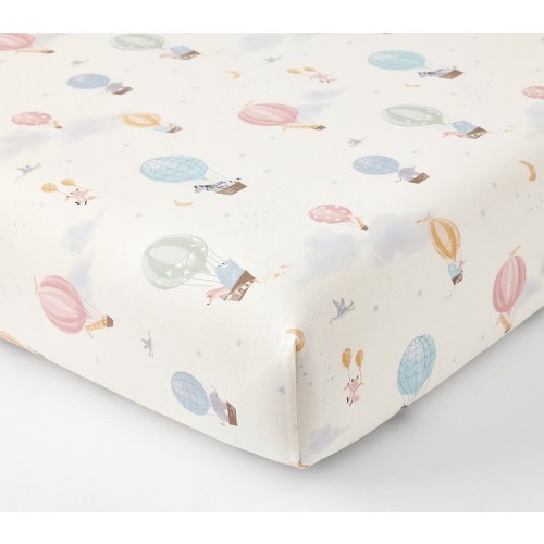 Hot Air Balloon Organic Cotton Crib Fitted Sheet