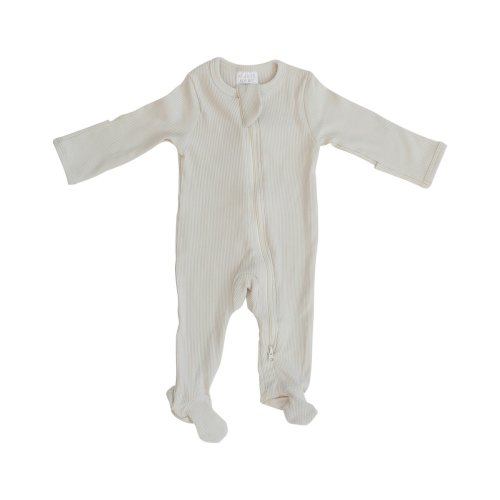 Vanilla Organic Cotton Ribbed Footed Zipper One-piece – Mebie Baby
