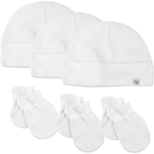 HonestBaby Baby 100% Organic Cotton Multipack Cap Hats and No Scratch Mitts