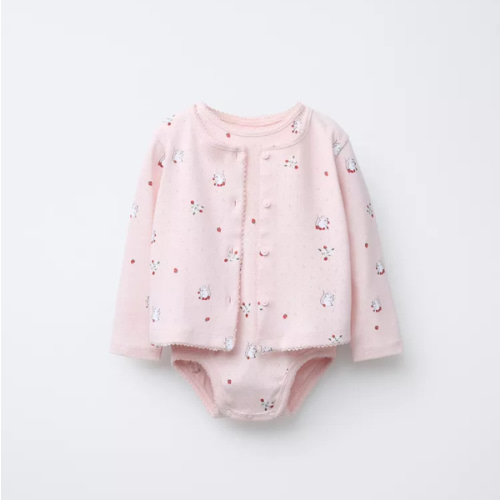 POINTELLE PRINT BODYSUIT AND JACKET PACK - Pink | ZARA United States