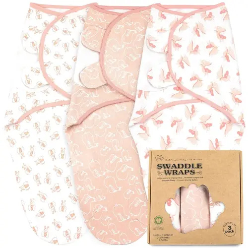 Bublo Baby Swaddles for Newborns – 3-Pack Infant Swaddles 0-3 Months – Adjustable Newborn Swaddle Sleep Sack – Soft Organic Cotton Baby Wrap for Safe & Cozy Sleep