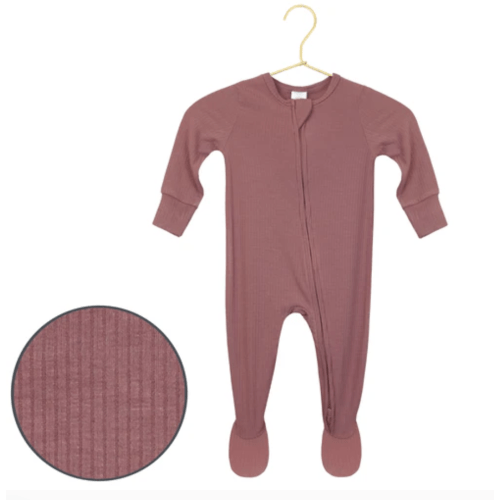 Marjorie Ribbed Zipper Footies: 3-6m