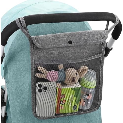 Accmor Organizador universal de cochecito, bolsa de malla para Uppababy, Nuna, Britax, Doona, cochecitos de malla ajustable antideslizante y ajustable, accesorios de almacenamiento