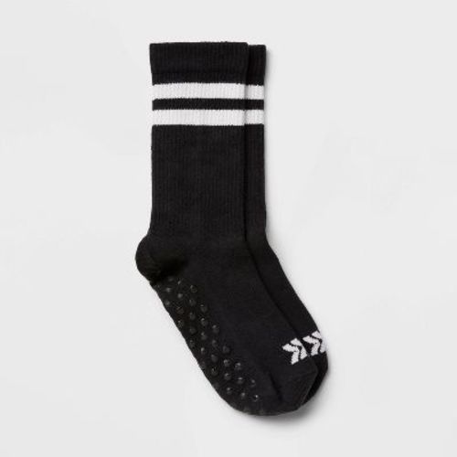 Women's Varsity Stripe Yoga Crew Socks - All in Motion™ Black 4-10