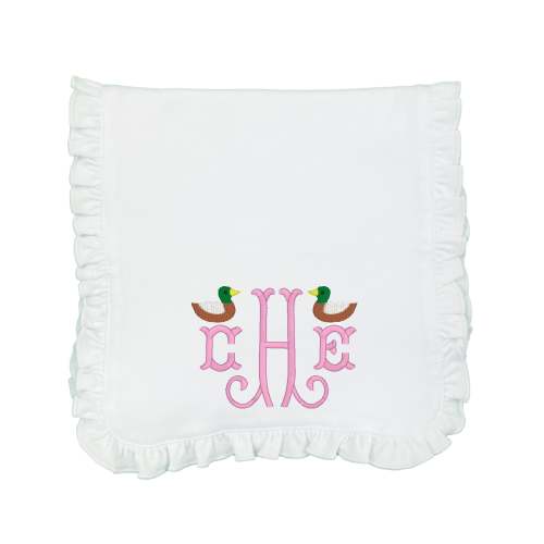 Mallards with Initials Burp Cloth - Pink