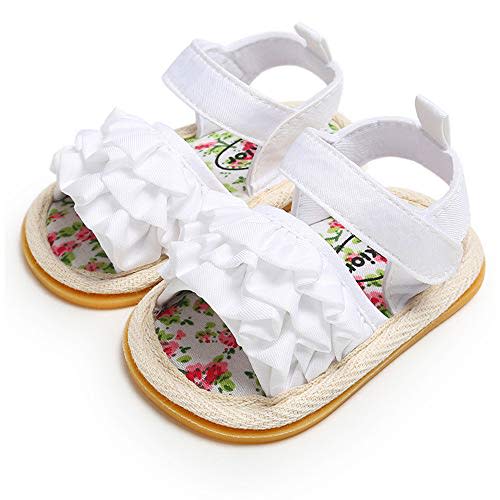 Meckior Baby Toddler Infant Girls PU Leather Soft Open Toe Summer Sandals Flower Princess Flat Shoes