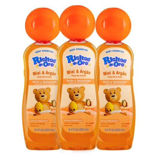 Ricitos de Oro Honey Bee Shampoo Baby Cleansing Shampoo Rattle Cap ParabenFree Product for Baby’s Delicate Hair Hypoallergenic 3-Pack of 8.4 FL Oz Each, 3 Bottles