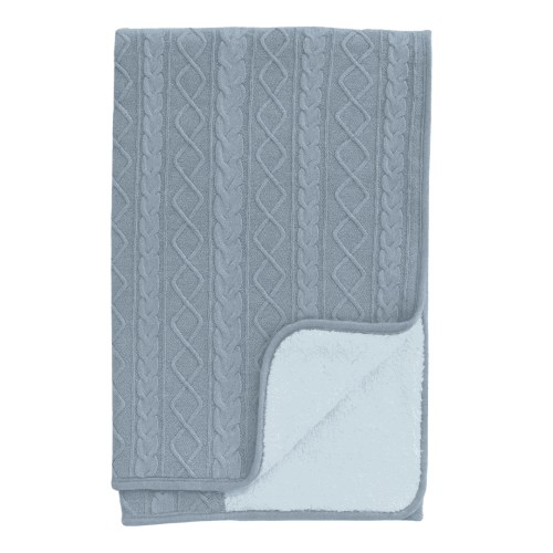 Manhattan Kids Diamond Cotton Knit Sherpa Baby Blanket | Reversible Cotton Knit & Fleece Baby Blanket for Boys & Girls | Ultra Soft Warm Newborn Blanket | Plush Grey Infant Nursery Blanket