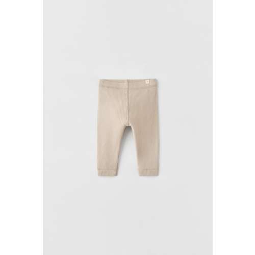 PLAIN RIBBED LEGGINGS - Mink (Tan) Color