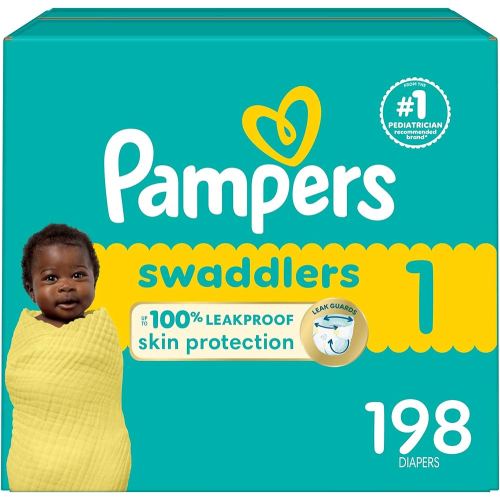 Pampers Diapers Size 1/Newborn, 198 Count - Pampers Swaddlers Disposable Baby Diapers (Packaging & Prints May Vary)