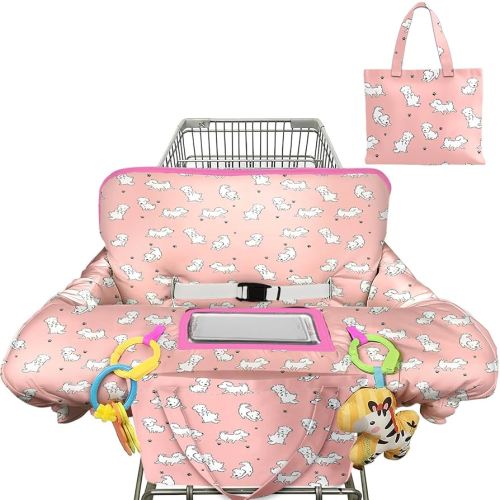 Shopping Cart Cover for Baby Girl Boy 2-in-1 High Chair Water Resistant High Chair Cover w/Phone Pouch Pocket Gender Neutral Cart Cover for Babies Padded Grocery Cart Cover for Baby