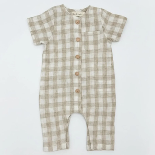 Linen Jumpsuit - Oat Gingham – Hello Gracie Lou