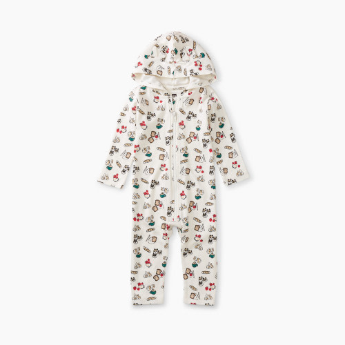 Tea Collection Cat Ears Baby Hooded Romper - Animal Cafe, 0-3 M
