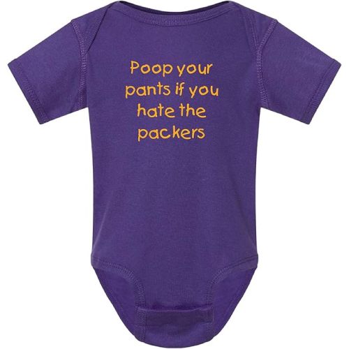 Campus Originals Vikings Fan Baby Bodysuit - Purple (Poop if You Hate the Packers, 6 Months)