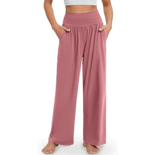 Gracyoga Wide Leg Yoga Pants for Women Casual Loose Cozy Sweatpants High Waisted Lounge Pajama Flowy Pants With Pockets