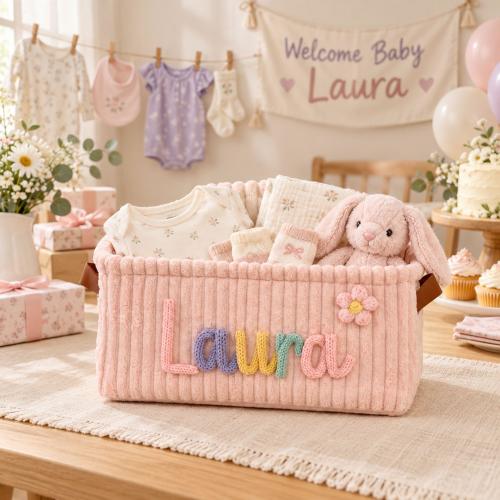 Personalized Basket for Baby Shower • Gift for New Moms • Nursery Storage