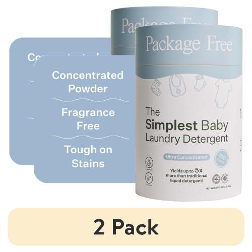 (2 pack) Package Free Simplest Baby Laundry Detergent Powder, Unscented, 100 Load