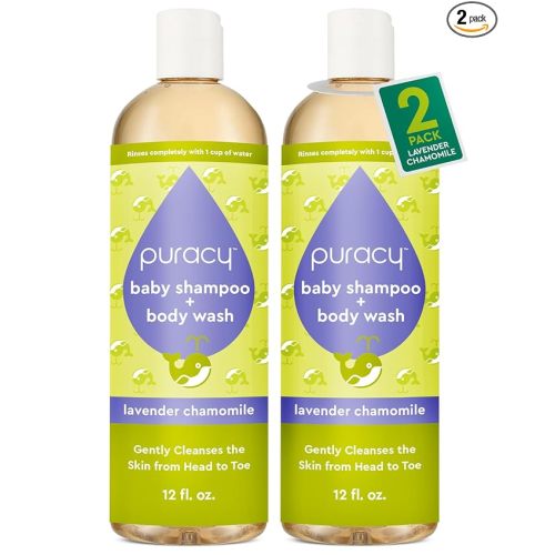 Puracy Baby Shampoo & Body Wash for Children - Pure Ingredients with 12 Fruit & Vegetable Extracts for Silky Smooth Skin, Gentle Lavender Chamomile Aroma, Shampoo, Baby Body Wash 12 Oz (2-Pk)