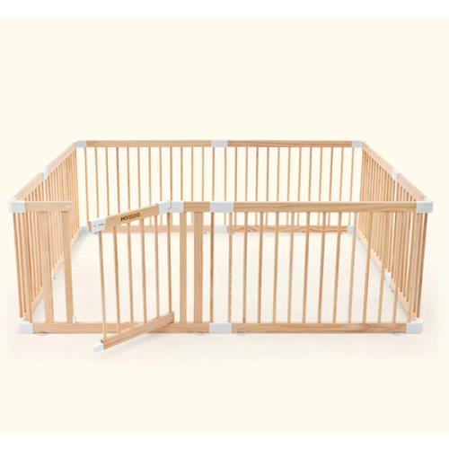 HARPPA Wooden Baby Gate Playpen | Non-Toxic Foldable DIY Adjustable Play Yard for Infants & Toddlers – Natural Finish Baby Fence for Small & Large Spaces