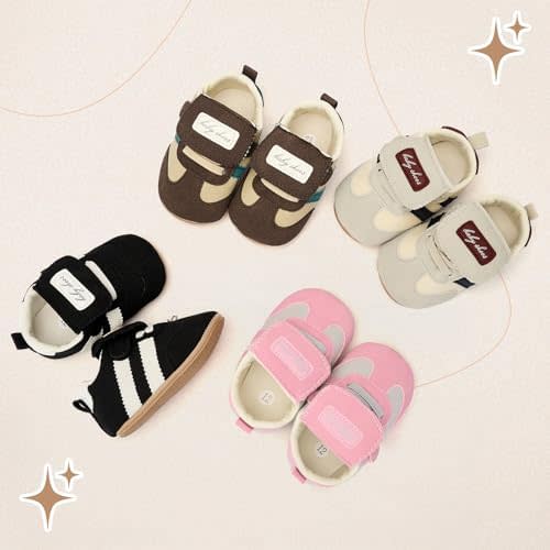 BACSAC Baby Shoes for Boys Girls Non Slip Low Top Infant Walking Shoes Breathable Comfort Toddler Walker Shoes Pull On Newborn Baby Sneakers 3 6 9 12 Months