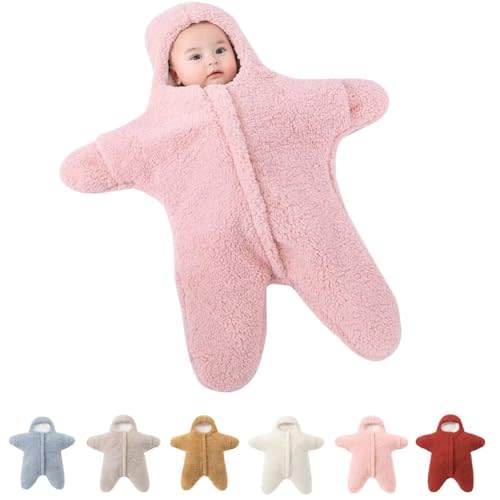 Baby Starfish Onesie, Cute Thick Fleece Wearable Soft Newborn Baby Infant Warm Swaddle Wrap Sleeping Sack