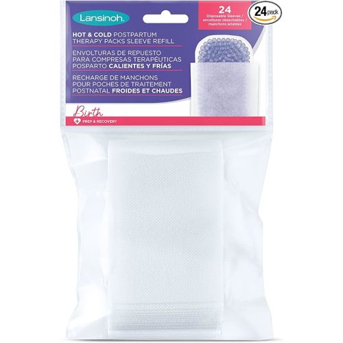 Lansinoh Hot & Cold Postpartum Therapy Packs Disposable Sleeve Refill, 24 Count