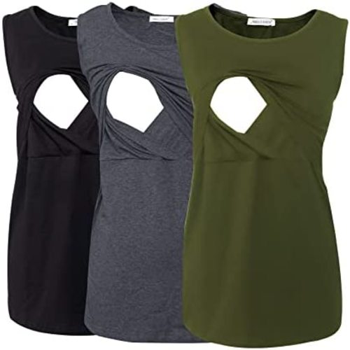 Smallshow Women's Sleeveless Maternity Nursing Tank Tops Breastfeeding Clothes