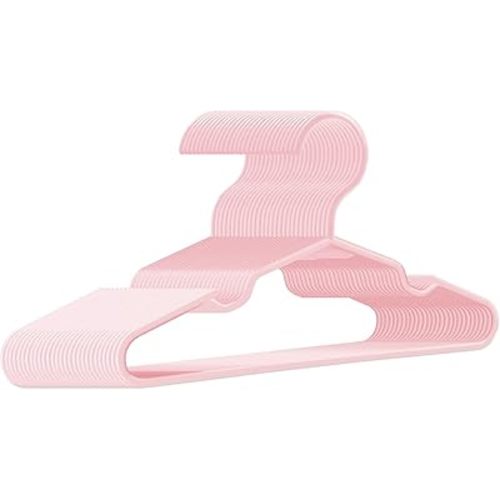 Baby Hangers for Closet 100 Pack Pink Plastic Kids Children's Clothes Hangers Non-Slip (Pink, 100)