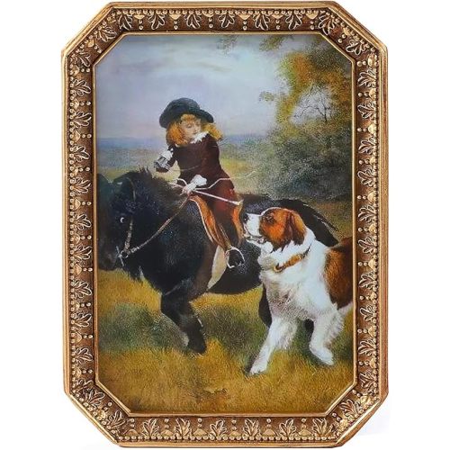SIKOO Vintage Picture Frame 5x7 Antique Bronze Gold Picture Frame Antique Wall Decor Art Tabletop and Wall Mount Display Retro Photo Gallery