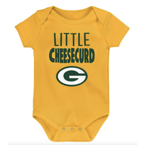 Green Bay Packers Newborn Little Cheesecurd Bodysuit at the Packers Pro Shop