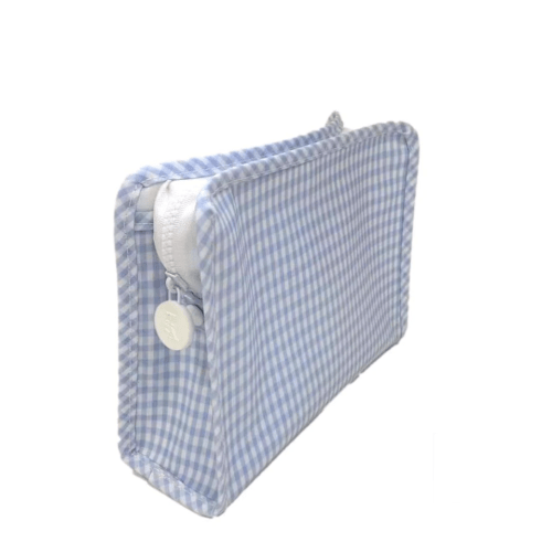 Small Roadie Zip Pouch, Gingham Mist