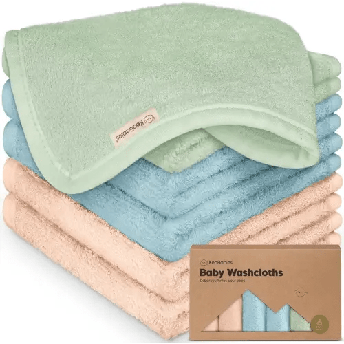 6-Pack Baby Washcloths - Soft Absorbent Viscose from Bamboo Wash Cloths for Babies, Kids, Toddlers, Infant, Newborn Bath Towels, Gentle on Sensitive Skin, 10x10 Reusable Face Towels (Mellow)