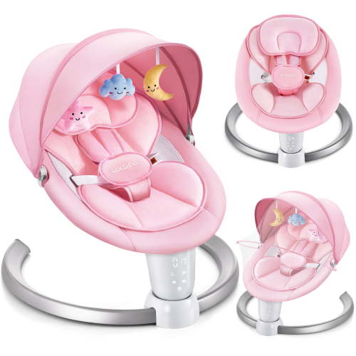 HARPPA Electric Infant Swing Seat, Portable Nursery Comfort, 5 Sway Speeds, Pink