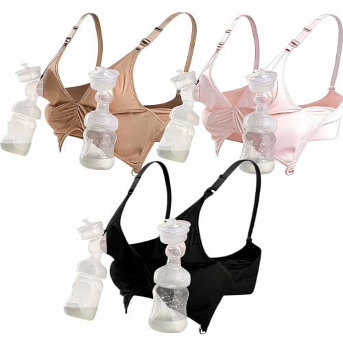iloveSIA Nursing Bras for Mom Breastfeeding, Seamless Supportive Sleep Bra for Maternity Postpartum S-2XL 3Pack