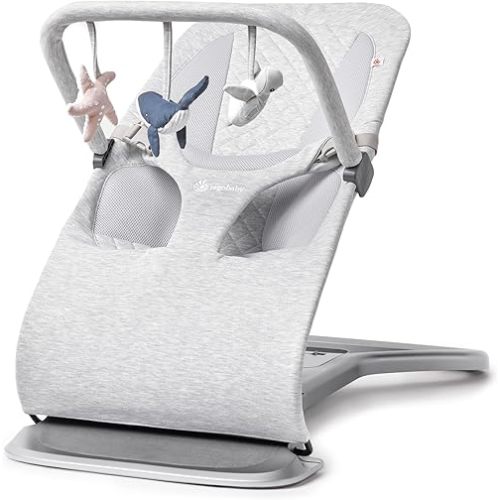 Ergobaby Evolve Bouncer and Toy Bar Set - Light Grey