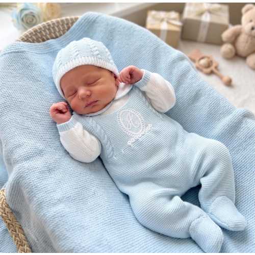 Knit Cotton Newborn Boy First Outfit Spanish Newborn hospital knitted Set Peto Primera Puesta clothing baby footie embarazada bebe
