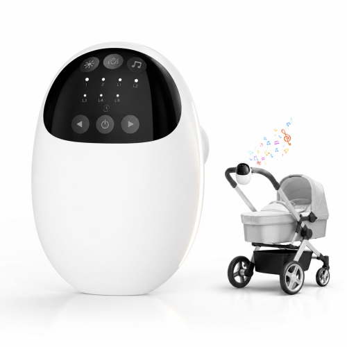 INSMART Portable Stroller Rocker, Baby Soother with White Noise & Bluetooth Speaker, Adjustable Vibration Motor for Crib & Car Seat (White)