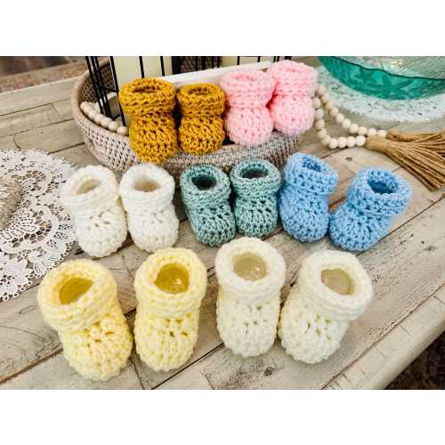 Hand Crochet Baby Booties: Soft Acrylic, Newborn Fit, Ankle Warmers