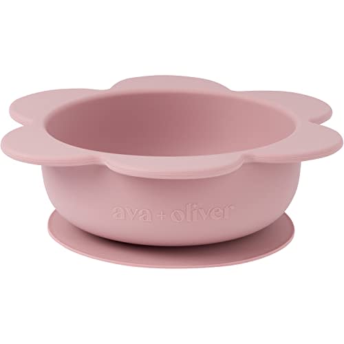 AVA + OLIVER Silcone Flower Suction Bowl | BPA-Free Non-Slip Design (Rosewood)