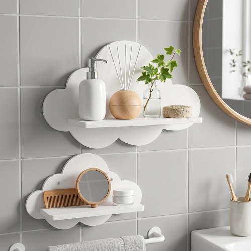 3Pcs Cloud Shaped Floating Wall Shelf Cute White Floating Cloud Shelves Wall Mount Children's Nursery Shelf Decor for Bedroom Living Room