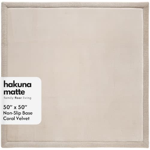 Hakuna Matte CloudSoft Play Mat - Beige 50" x 50" Super Soft | Waterproof Baby Rug | Luxury Cushioned Comfort | Safe & Non-Toxic for Tummy Time | OEKO-TEX Certified Modern Home Decor