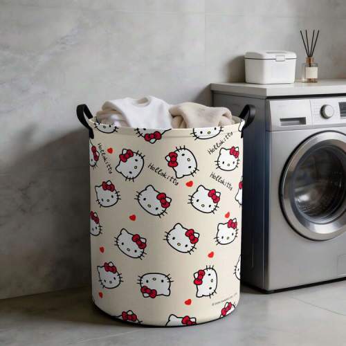 Miniso Sanrio Hello Kitty Print Laundry Basket Collapsible Storage Bin With Handles,Organizer For Laundry Room, Bedroom & Room | SHEIN USA