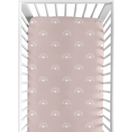 Boho Rainbow Mauve and White Crib Sheet