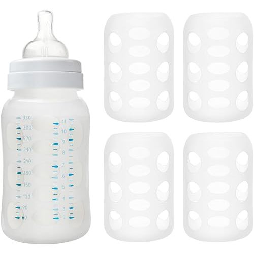 Gatuida 4pcs Silicone Sleeves for Baby Bottles, Anti Breakage Milk Bottle Cover Holder Baby Supplies, 3.34 x 2.24 x 2.24 Inch