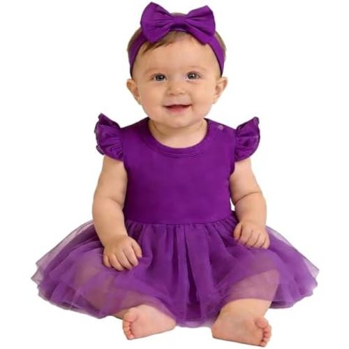 Magic Park 0-18M Infant Bodysuit Tutu Dress Baby Girl Romper Dress Toddler Solid Color Tulle Skirt Baptism Holidays Outfits