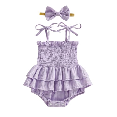 Giraropa Newborn Baby Girl Plaid Romper Outfit Sleeveless Smocked Romper Infant Baby Cute Gingham Clothes