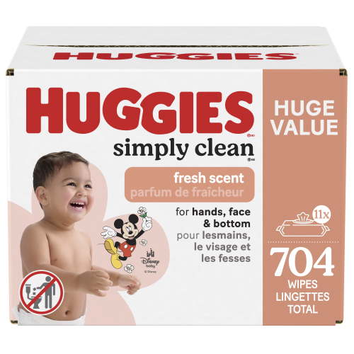 Huggies Simply Clean Fresh Scent Baby Wipes, 11 Flip-Top Packs (704 Wipes Total), 11 Packs | 704 Wipes Total - Walmart.ca