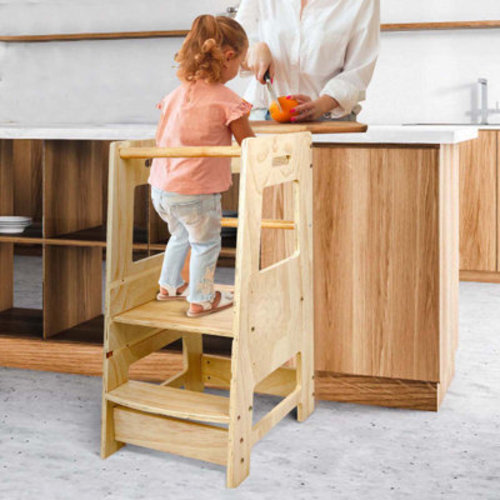 Harriet Bee Kids Toddler Kitchen Tower Helper Step Stool Adjustable & Reviews | Wayfair