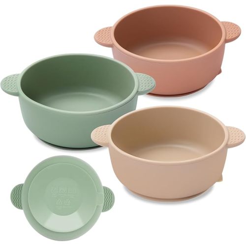3 Pack Baby Bowls, Suction Bowls for Baby and Toddlers, BPA Free Food Grade Silicone Bowl Feeding Supplies, Dishwasher and Microwave Safe, Multicolor