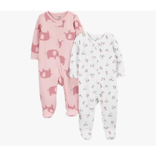 Simple Joys by Carter's Baby Girls' 2-way Zip Thermal Footed Sleep and Play, Pack of 2